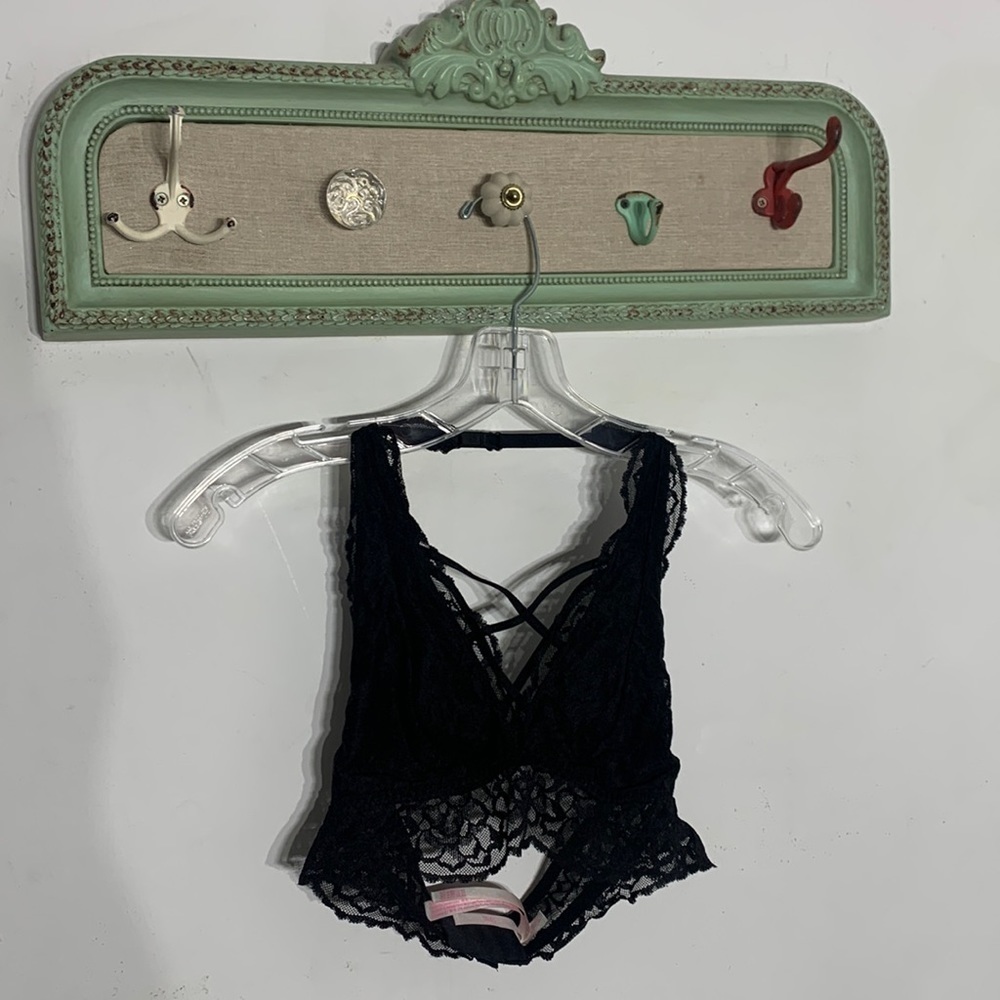 Pink Victoria secret black lace bralette womenās extra small